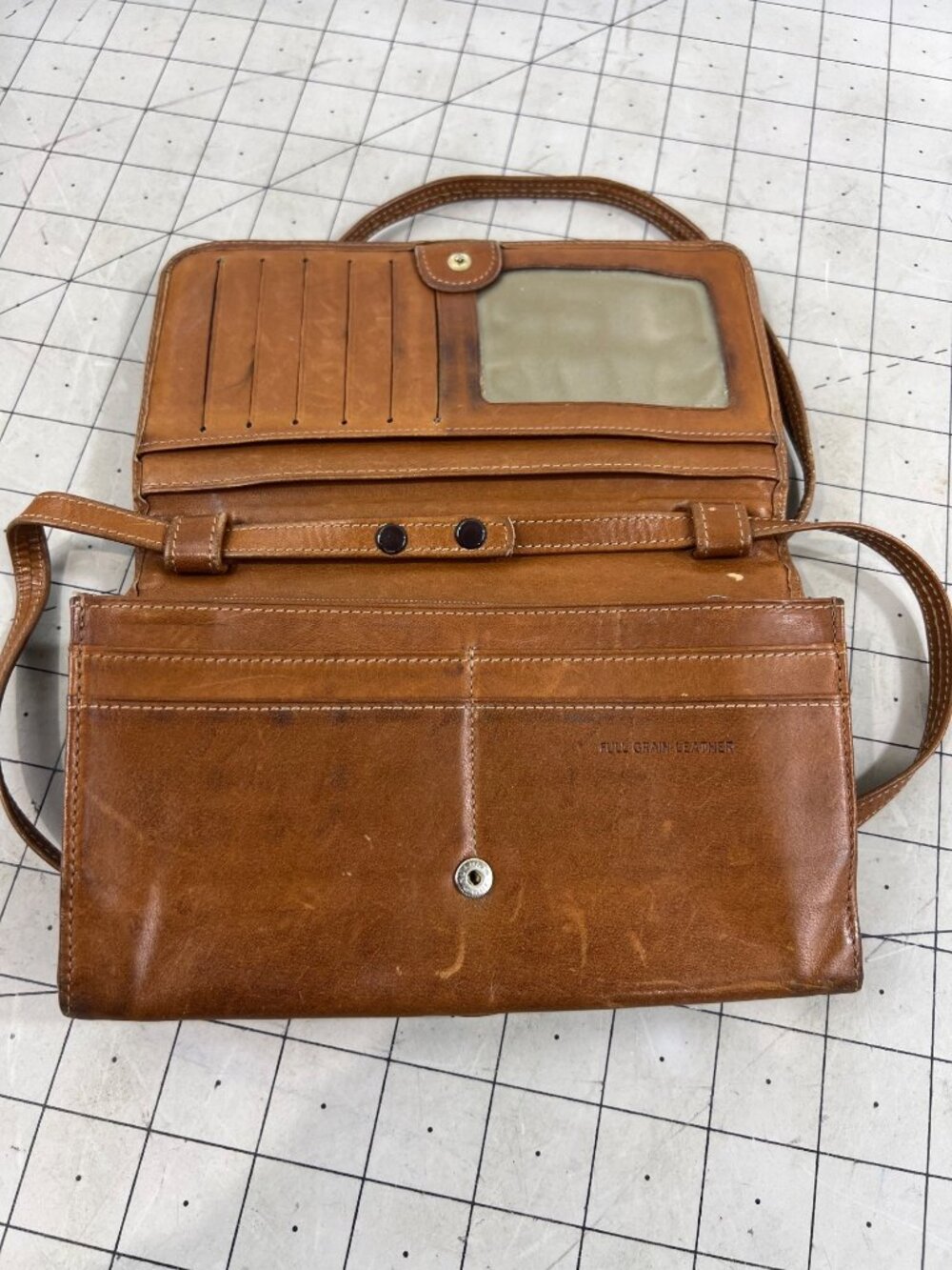 G.H. Bass & Co. Brown Leather Wallet Crossbody Bag Full Grain Leather vintage - Picture 6 of 10